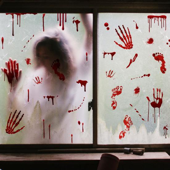 45390 Sheets Red Handprint Footprint Wall Sticker Halloween Spooky Waterproof PVC Self-adhesive