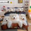 Samoyed Dog Duvet Cover King Queen Size Lovely Smile Pet Puppy Bedding Set Adults Women Cute White Animal Polyester Quilt Cover