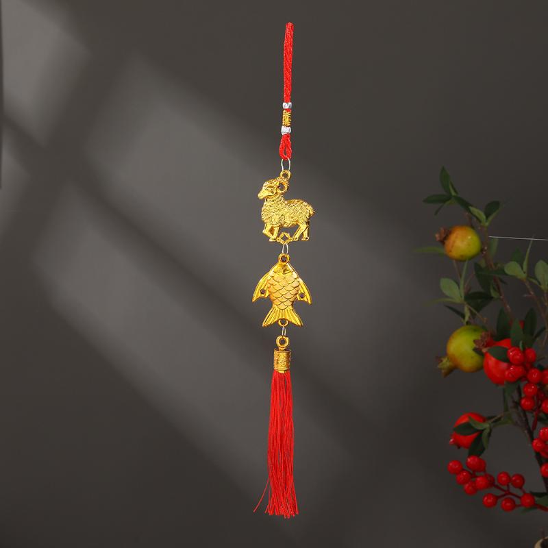 2027 Chinese New Year Goat Hanging Ornament Red Tassel Lucky Spring Festival Decor Gifts