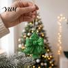 Holiday Party Hanging Decorations 3D Printed Christmas Tree Ornament with Bow Design, Decorative Xmas Lightweight Plastic Accessories Pendant Hole for