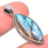 Natural Labradorite Gemstone 925 Solid Sterling Silver Gift Pendant 1.42" E8z65