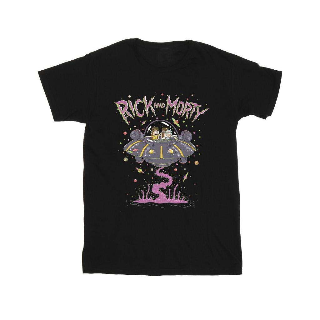 Rick And Morty Мужская розовая футболка с космическим кораблем