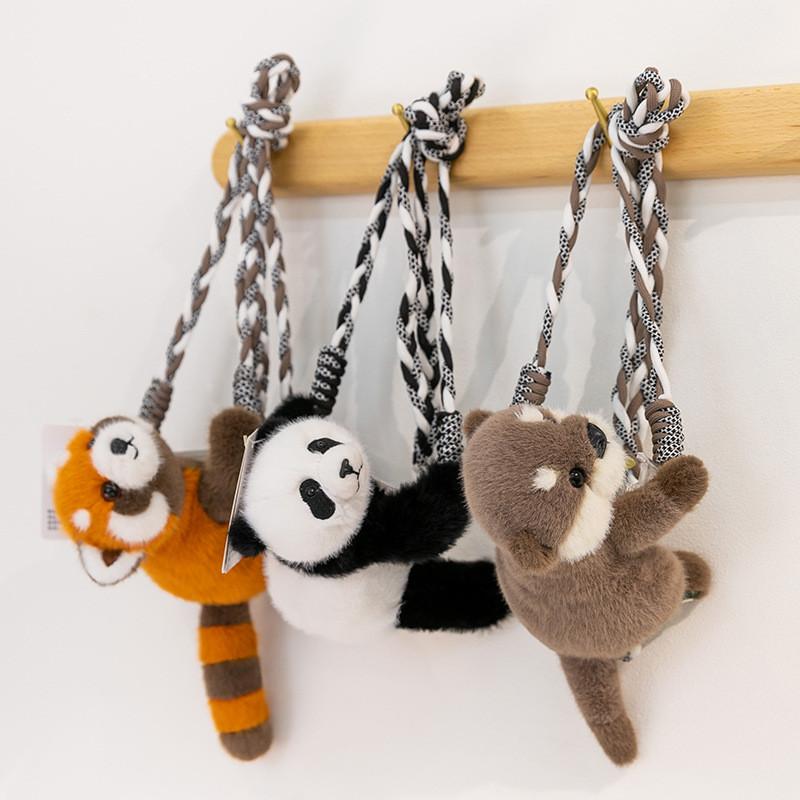 Panda Short Pile Plush Toy With Mobile Phone Clip For Kids And Teens