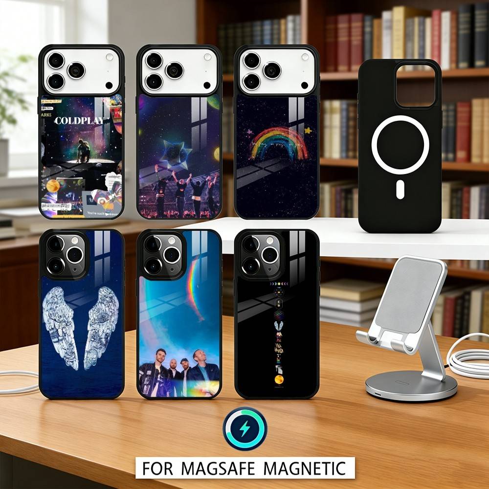 Чехол для телефона M-Moon M-Music Coldplay Band для iPhone 17, 16, 15, 14, 13, 12, Pro, Max, Магнитный для беспроводной зарядки Magsafe