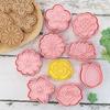 8Pcs Flower Shape Cookie Cutters 3D Plastic Biscuit Mold Cookie Stamp Bakeware