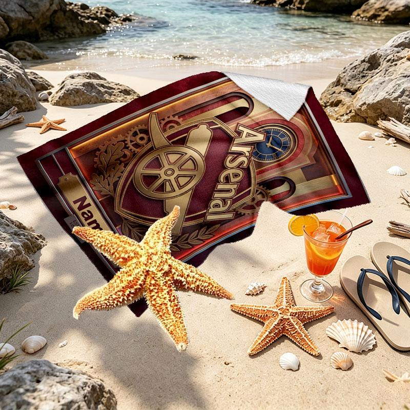 Custom Name Personalized Arsenal F.C Print Beach Towel, for Trip Camping Beach Party Home Decor, Birthday Gift for Family & Friends