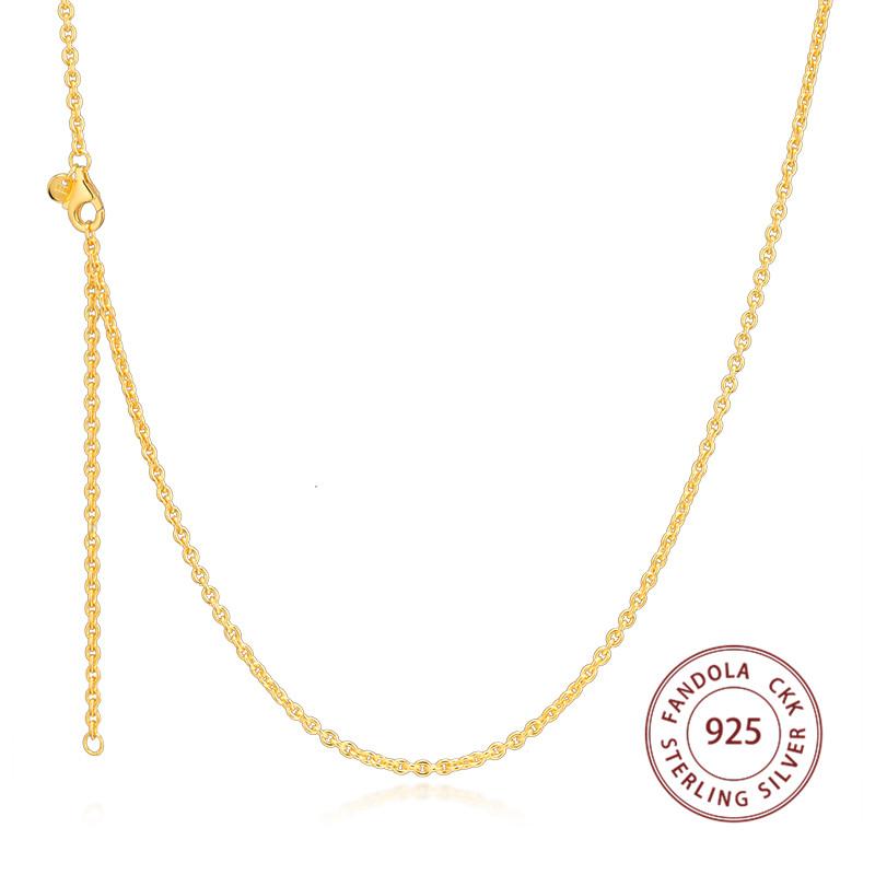 Authentic 925 Sterling Silver Necklace Shine Curb Chain Pendant Necklaces for Women Luxury Fashion Jewelry Accesorios Mujer