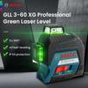 Bosch Профессиональный лазерный уровень Gll3-60XG 3D12 Line Nivel Laser Высокомощный зеленый самовыравнивающийся крестовый лазерный уровень 360