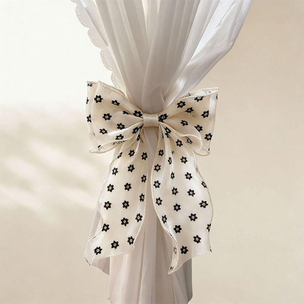 Organza Material Curtain Tieback Pink Tulip Bow Drapery Tieback Living Room Window