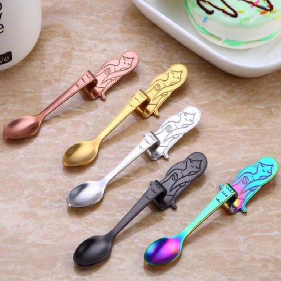 Русалка Чайные ложки из нержавеющей стали Креативная чайная кофейная ложка