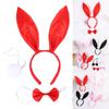 3pcs Cartoon Plush Rabbit Ear Shape Headband & Tail & Bowtie Costume Set Props for Easter Party Carnival Funny Dress