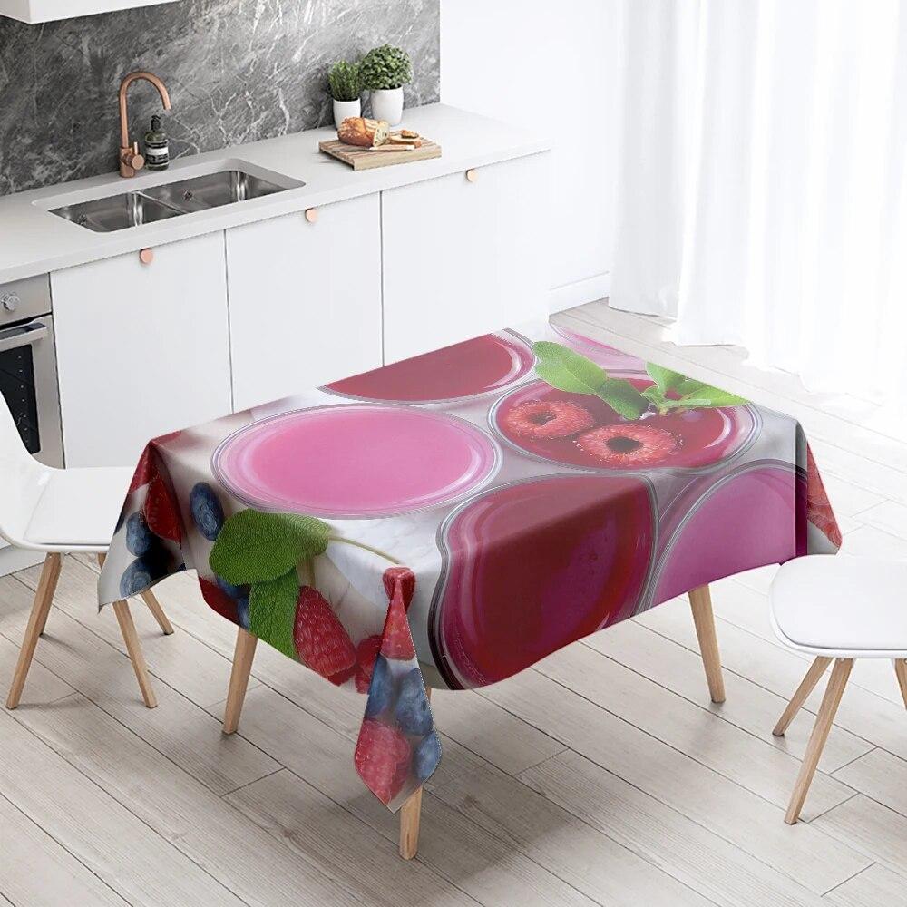 Breakfast Gourmet Printed Tablecloth Stain Resistant Waterproof Rectangular Kitchen Table Decoration Home Decor