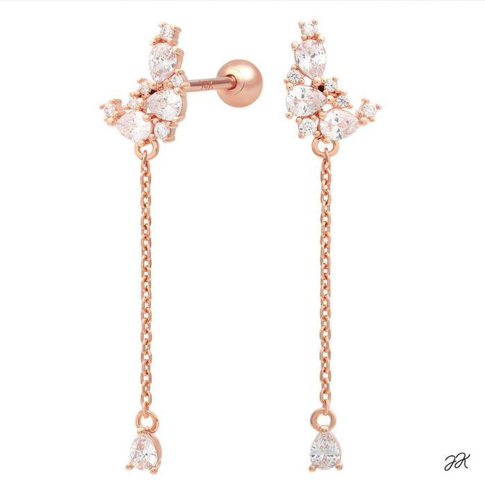 14K Gold Needle Cubic Crescent Chain Drop Rose Gold Piercing (S8538990)