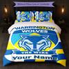 Warrington Wolves FC Custom Name Text Bedding Set 1 Duvet Cover+2 Pillowcases Soccer Logo Personalized Gift For Special Occasion Bedroom Decor