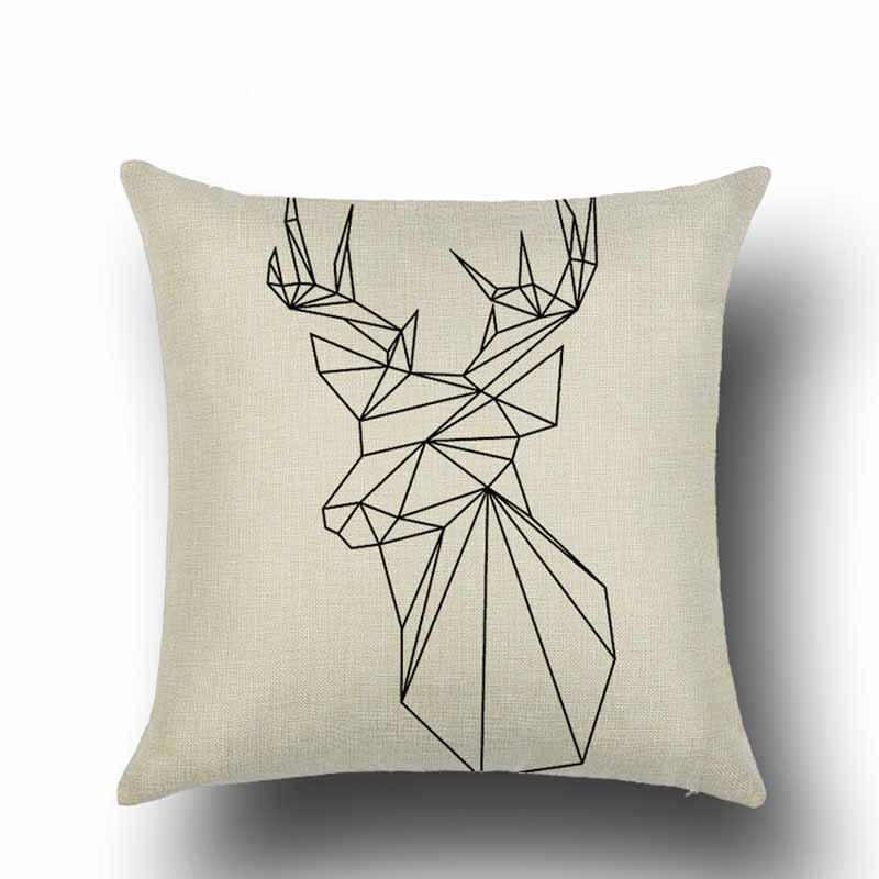 Скандинавская черно-белая геометрическая наволочка из льна, современная, в новоамериканском стиле, с абстрактным узором из треугольников, диванная подушка