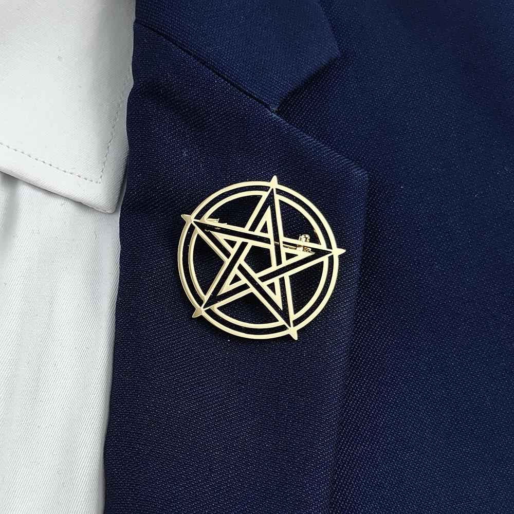 Pentagram series stainless steel brooch, symbolizing the positive energy of warding off evil, symbol of cultural lapel jewelry.