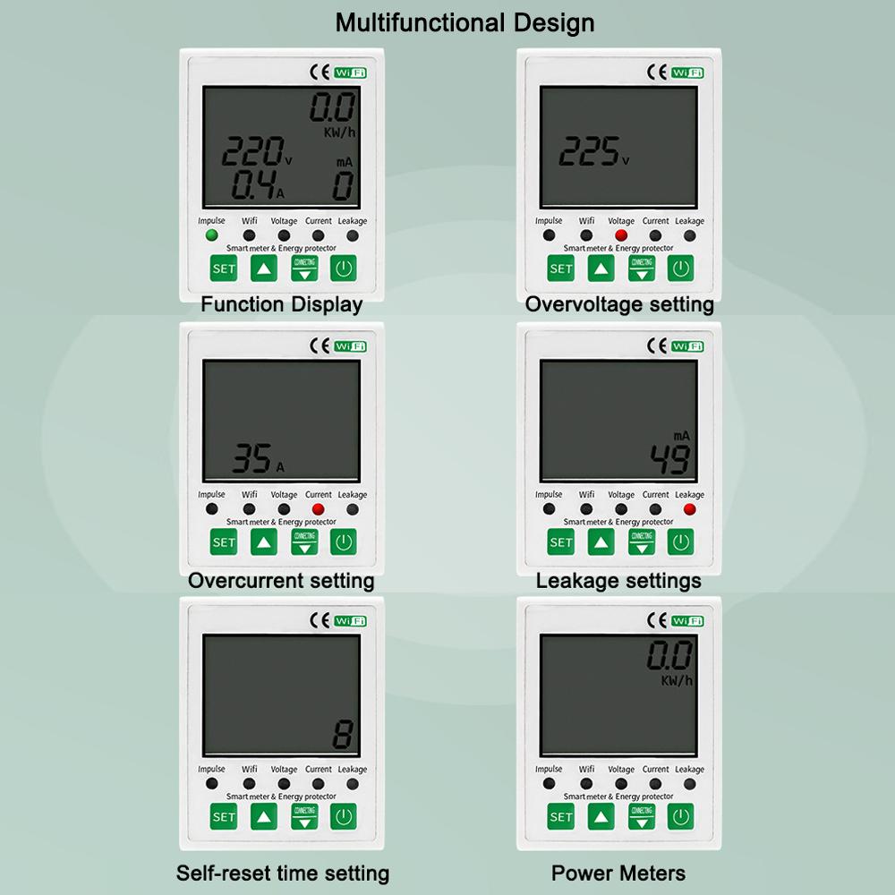 Tuya WiFi 2P интеллектуальный переключатель защиты от утечки тока функция таймера мониторинга напряжения мощность