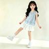 Girls Summer Bow Blouse and Bloomer Skirt Two Piece Set