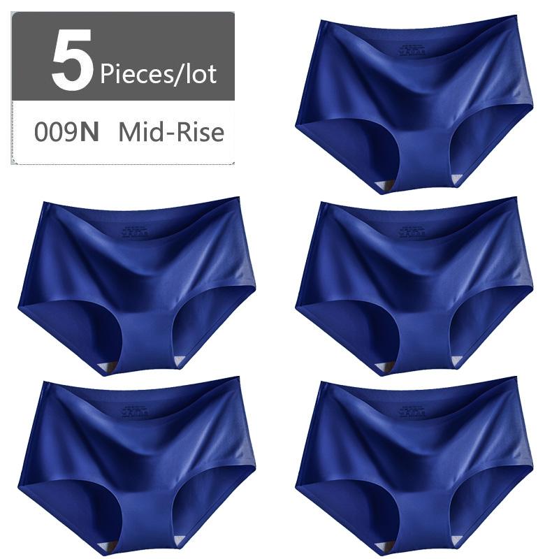 Большой размер M-XXXXL, женские бесшовные трусики из ледяного шелка, эластичные трусы со средней талией, нижнее белье, 5 шт.