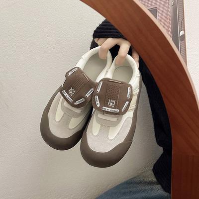 Серебряная лента пушистые туфли 2025 весна новинка Байцзинтин тот же стиль немецкие тренировочные туфли кожаные кеды повседневная спортивная обувь