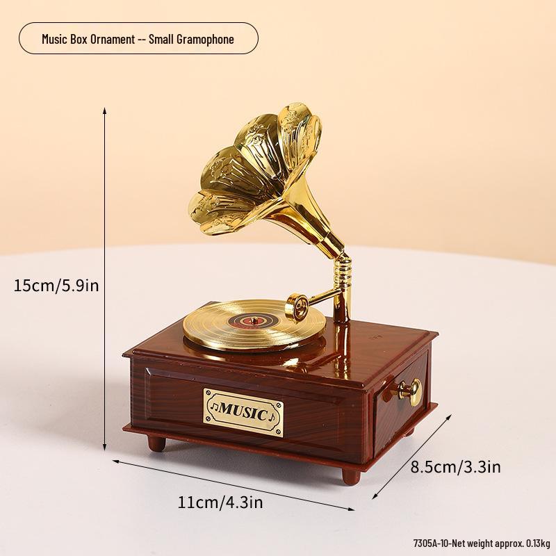 Creative Retro Wind-up Music Box for Home & Shop Decor, Photography Props