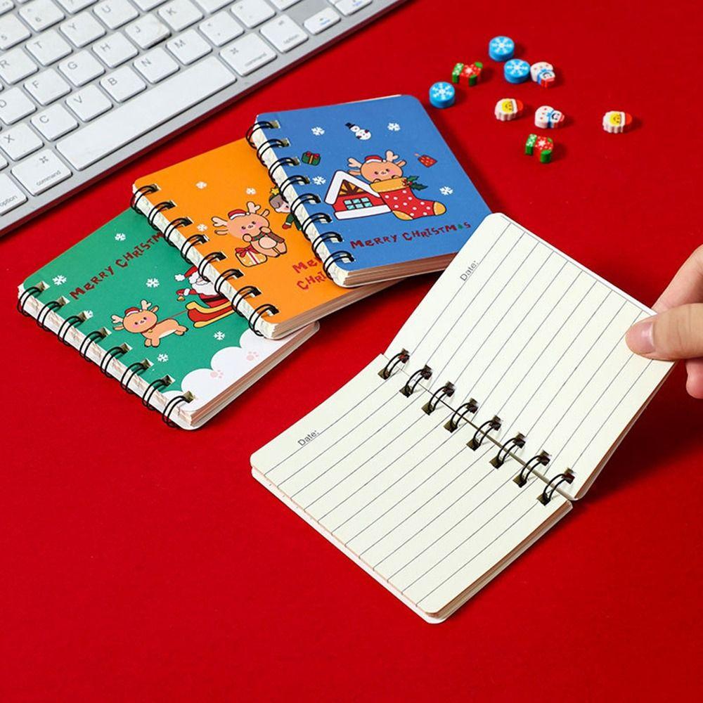 Cute Mini Notebook Loose-leaf Side-flip Coil Book Portable Christmas Coil Notepad Office Supplies