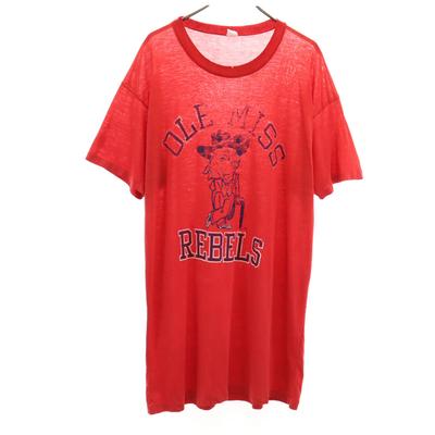 70-е 80-е Футболка с коротким рукавом Ole Miss Rebels Мужская Б/У