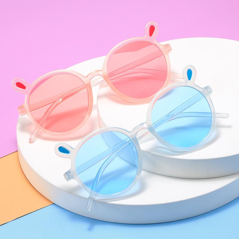Детские солнцезащитные очки, мужские и детские с защитой от ультрафиолета, милые детские новые модные цветные солнцезащитные очки с заячьими ушками