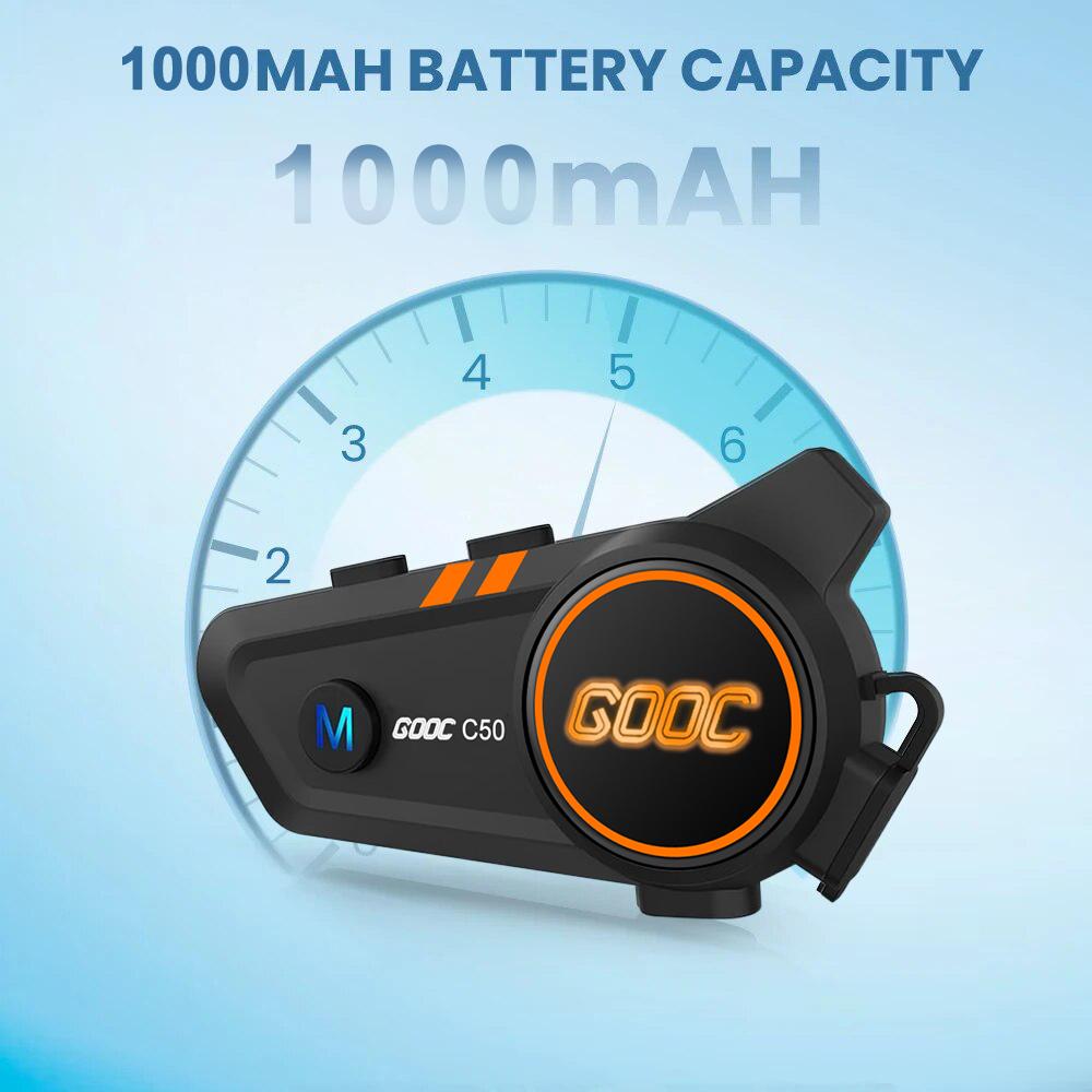 Bluetooth-гарнитура для мотоциклетного шлема: Водонепроницаемость IPX7, 170 часов воспроизведения, шумоподавление