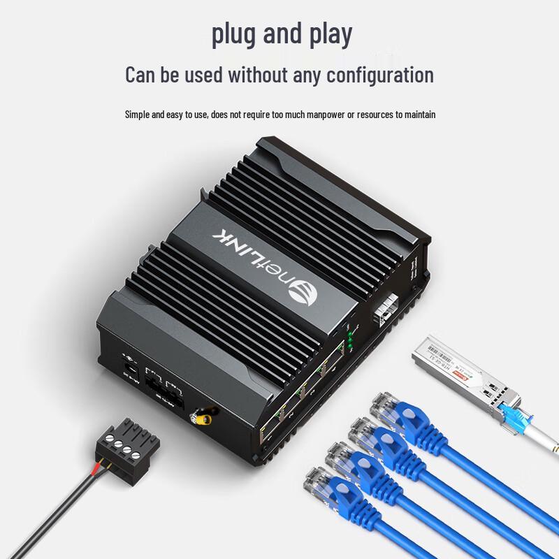 netLINK Industrial 100M 1-Fiber 4-Port Ethernet Fiber Transceiver