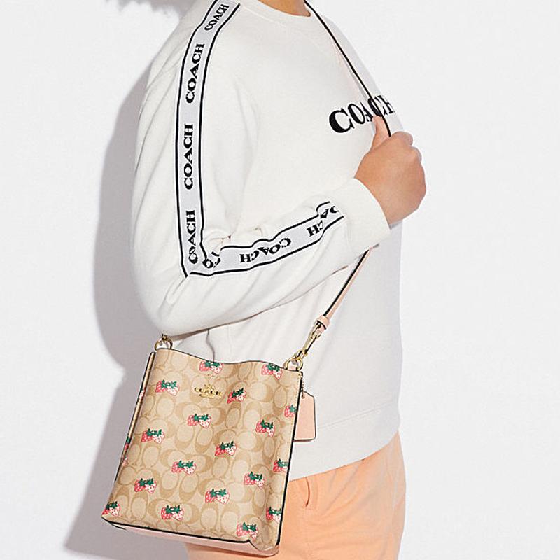 Coach Mollie Strawberry Print Monogram Bucket Bag Women bags Brown CB602-IMOT4