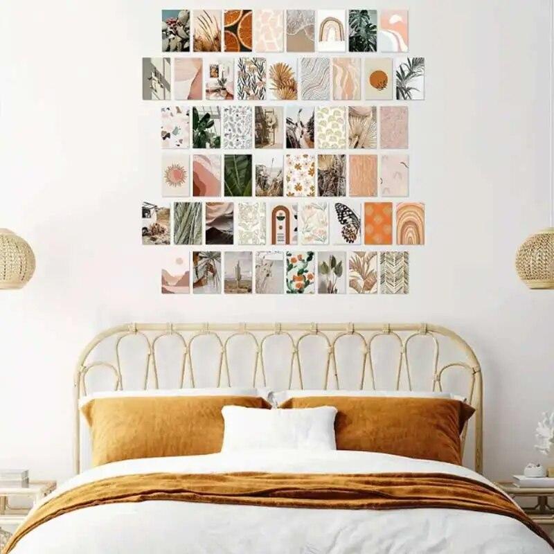 50 штук Ботанический коллаж на стену Эстетика Фотогалерея, Декоративная картина для спальни, Наклейки на стену обои, Галерея изображений