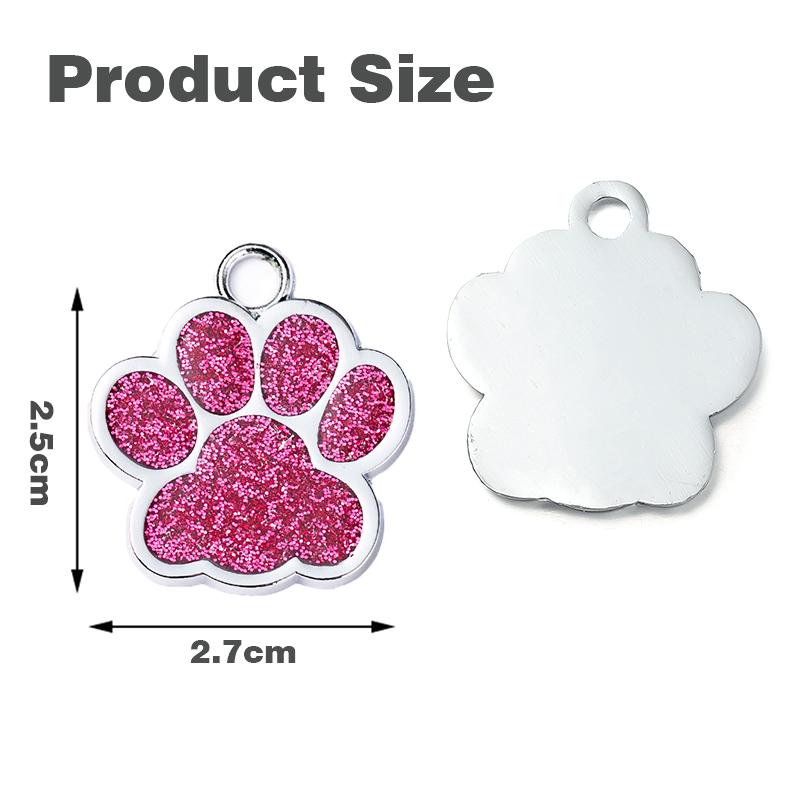 Solid Paw Print Pet ID Tag Zinc Alloy Dog Cat Name Plate Custom Laser Engraving Design Collar Keychain OEM Accepted
