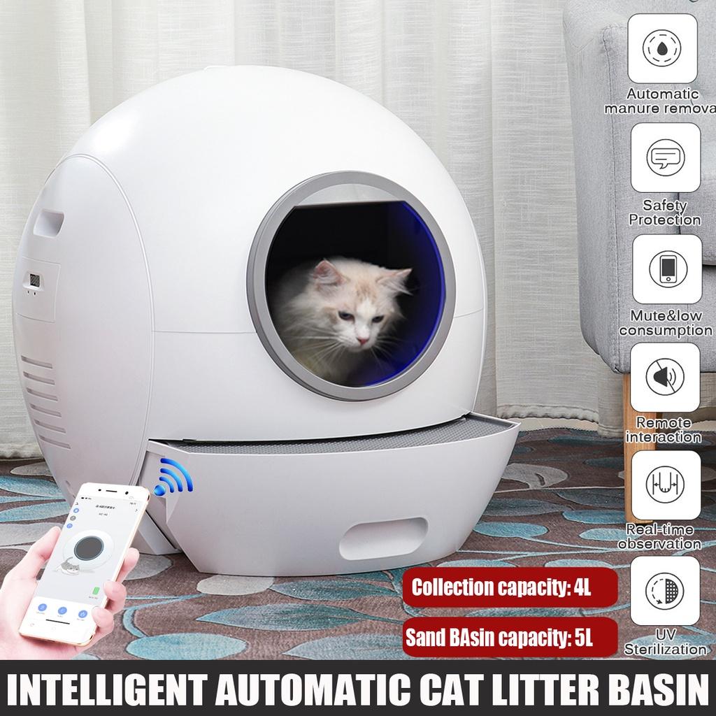 Electric Cat Litter Box Lid Cats Toilet Splash-proof Automatic Closed Smart Wifi Pet Litter Tray Self Cleaning With Litter Scoop
