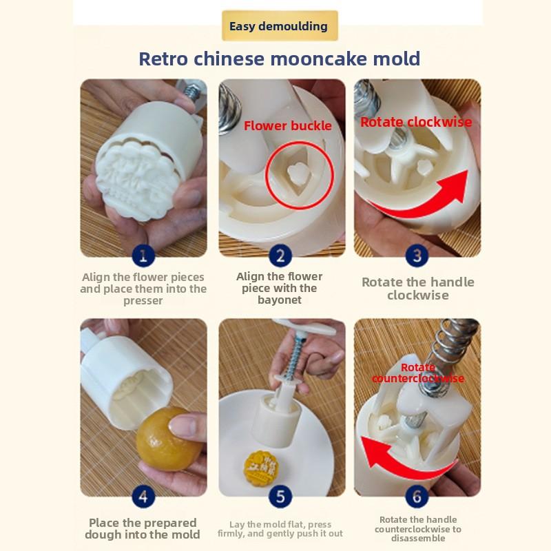 New Mid-Autumn Festival Mooncake Mold, Mung Bean Cake Pastry-making Model, Hand-pressed Household Baking Mold