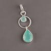 Aqua Chalcedony Gemstone 925 Sterling Silver Boho Jewelry Handmade Pendant 1.80" PP-10-16
