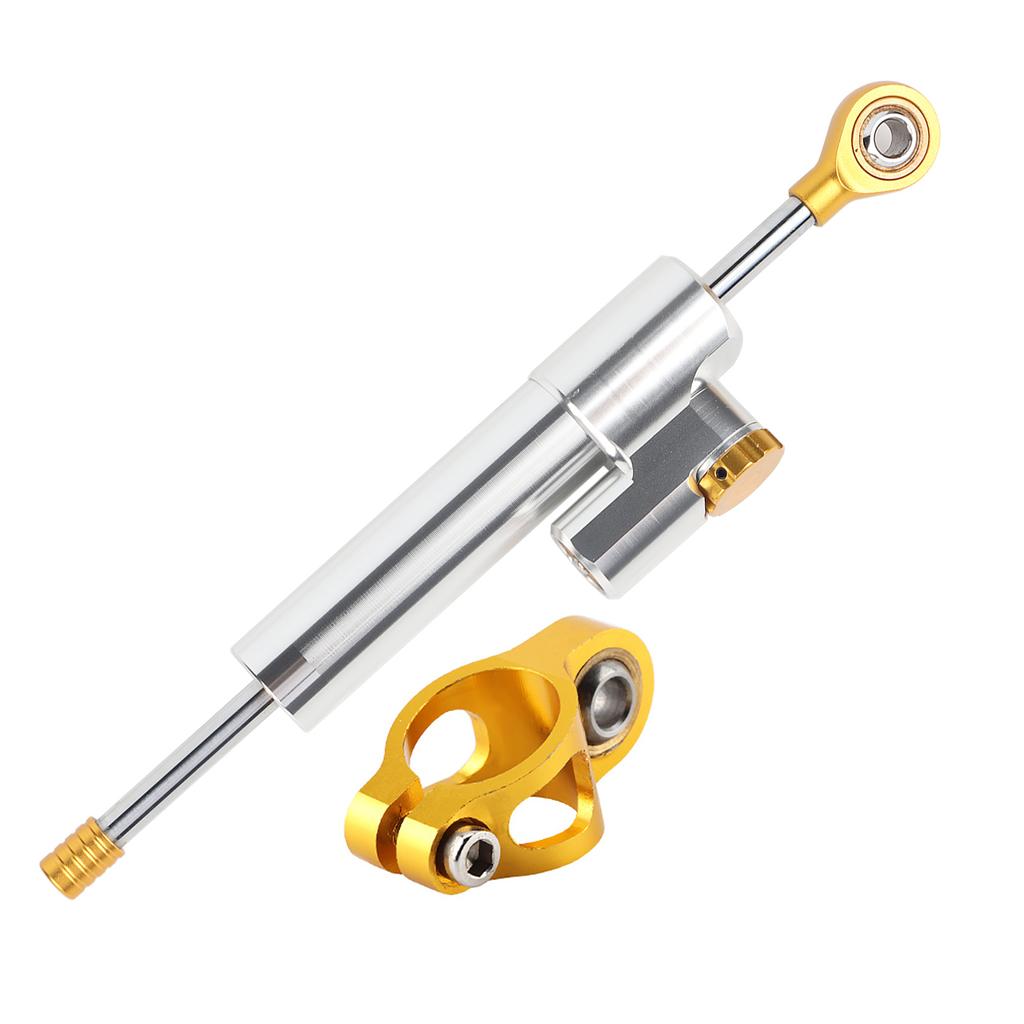 Универсальный мотоциклетный руль Алюминиевый сплав Стабилизатор рулевого демпфера Безопасность управления(Серебряный)