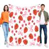 Клубничное Цветочное Плед Мягкий Уютный Плед для Кровати Дивана, Легкий Теплый Плед Идеально Подходит для Домашнего Декора, Подарок для Детей и Взрослых