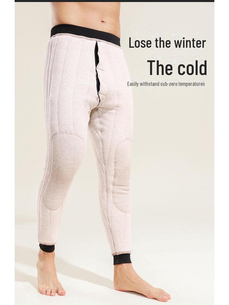 Мужские теплые зимние брюки с наполнителем из 100% шерсти и шелка, плотные и мягкие, для пожилых людей