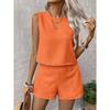 Ladies Solid Colour Sleeveless Vest Shorts Casual Fashion Two Piece Set