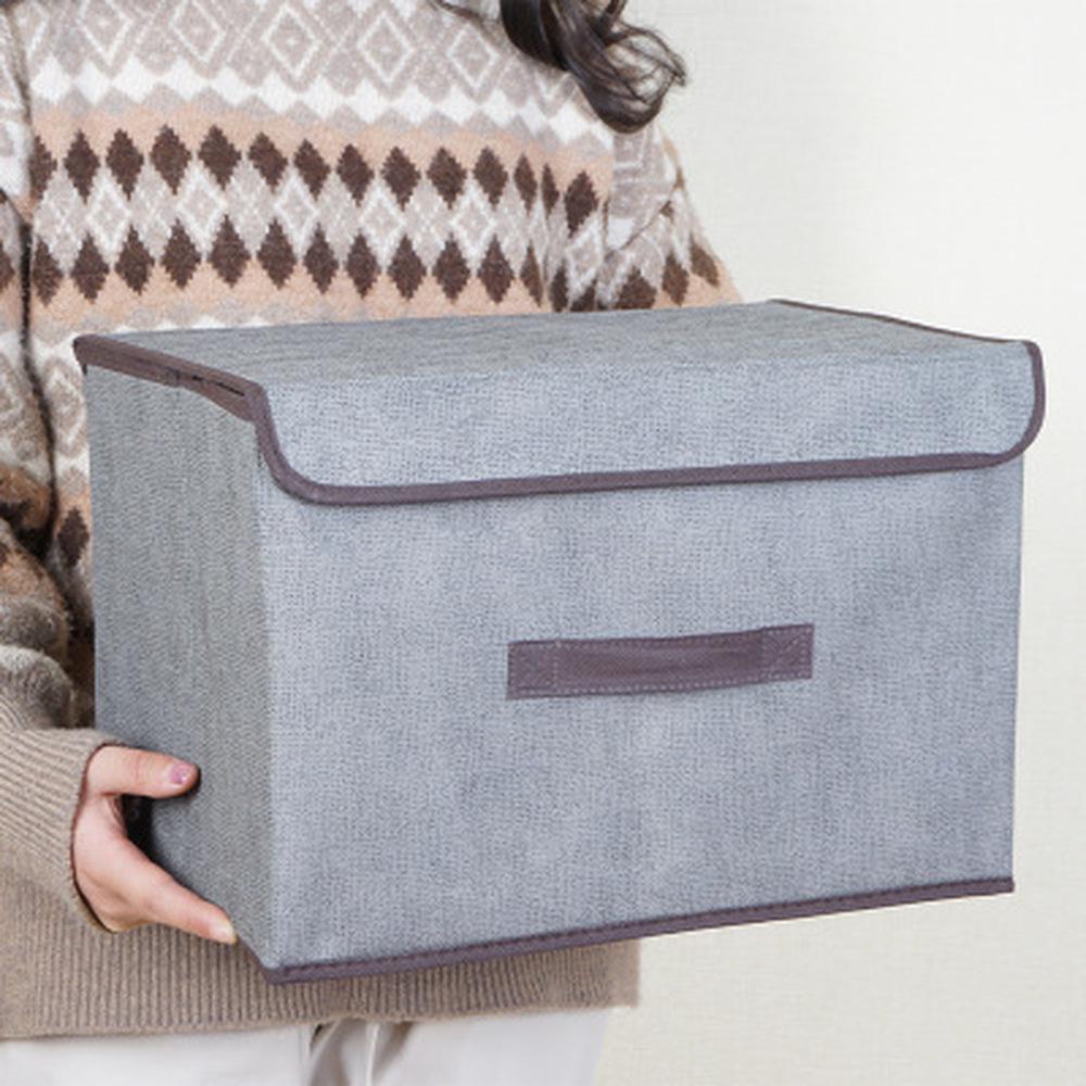 Складной ящик для хранения различных вещей из нетканого материала с имитацией конопли, портативный пылезащитный ящик для хранения, коробка для сортировки одежды
