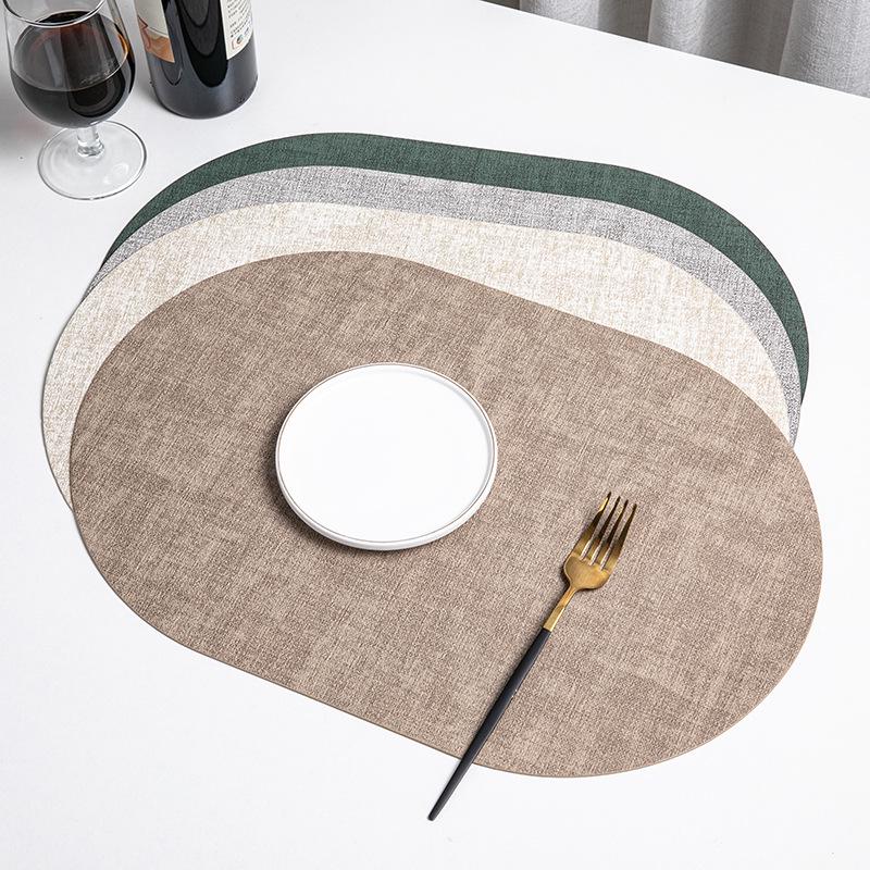 Nordic Oval Fabric Texture Placemat - Waterproof, Oilproof, Heat Insulation, Anti-Scald Mat