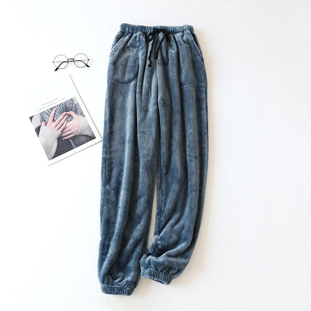 Men's Thermal Fleece Pockets Thickened Fleece Lined Casual Sports Trousers Pajama Pants