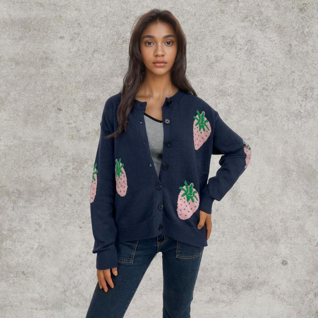 Женский теплый вязаный свитер с V-образным вырезом, пуловер, джемпер с длинным рукавом, вязаный жаккардовый свитер с пуговицами, кардиган, верхняя одежда