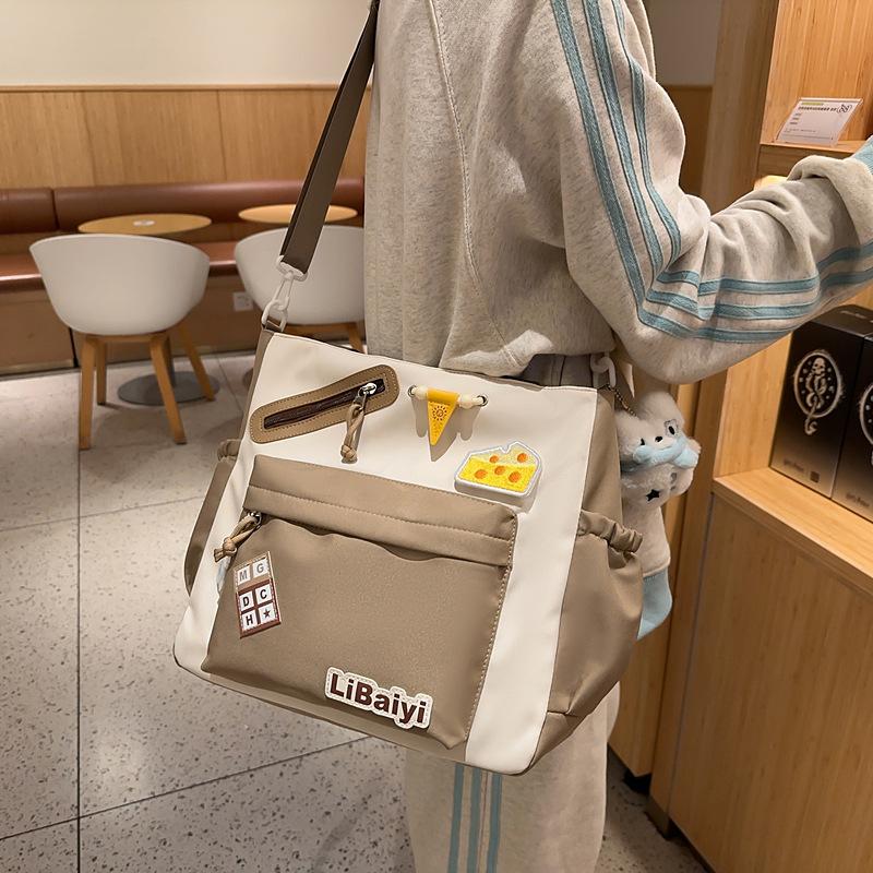 Women Messenger Bag College Style Large Capacity Tote Bag Student Class Commuter Bag