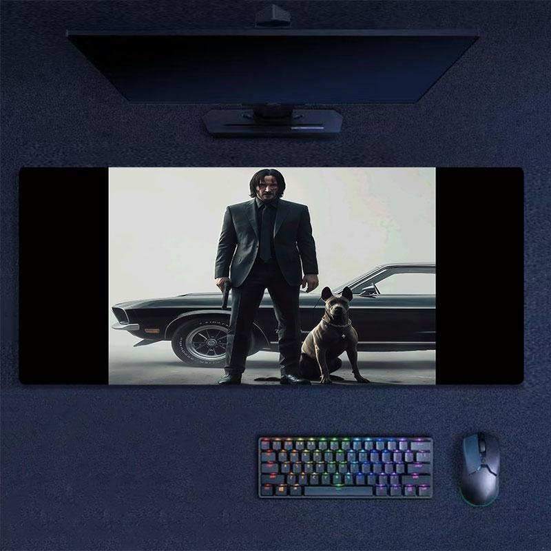 John Wick Mouse Pad, Large Gaming Desk Mat, Non-slip XXL Mousepad for Laptop & Tablet, Mini PC Playmat with Stitched Edges