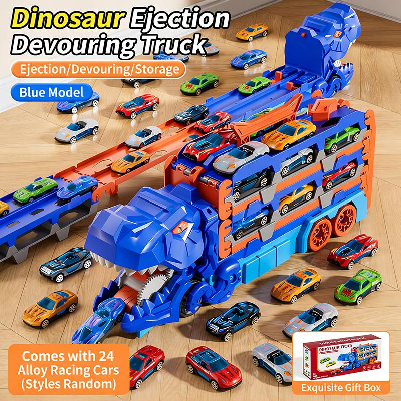 Образовательный грузовик для хранения динозавров: 24 Сплавные машинки с пусковой трассой – Обучают организации и мелкой моторике
