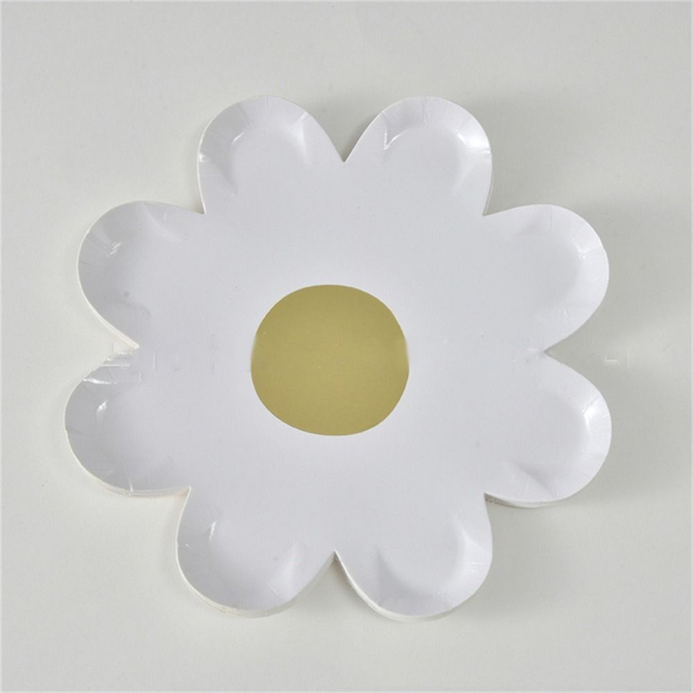 10pcs/set Picnic Cake Tray Daisy Tableware Paper Disposable Cake Plates Cute Flower Dinner Plates