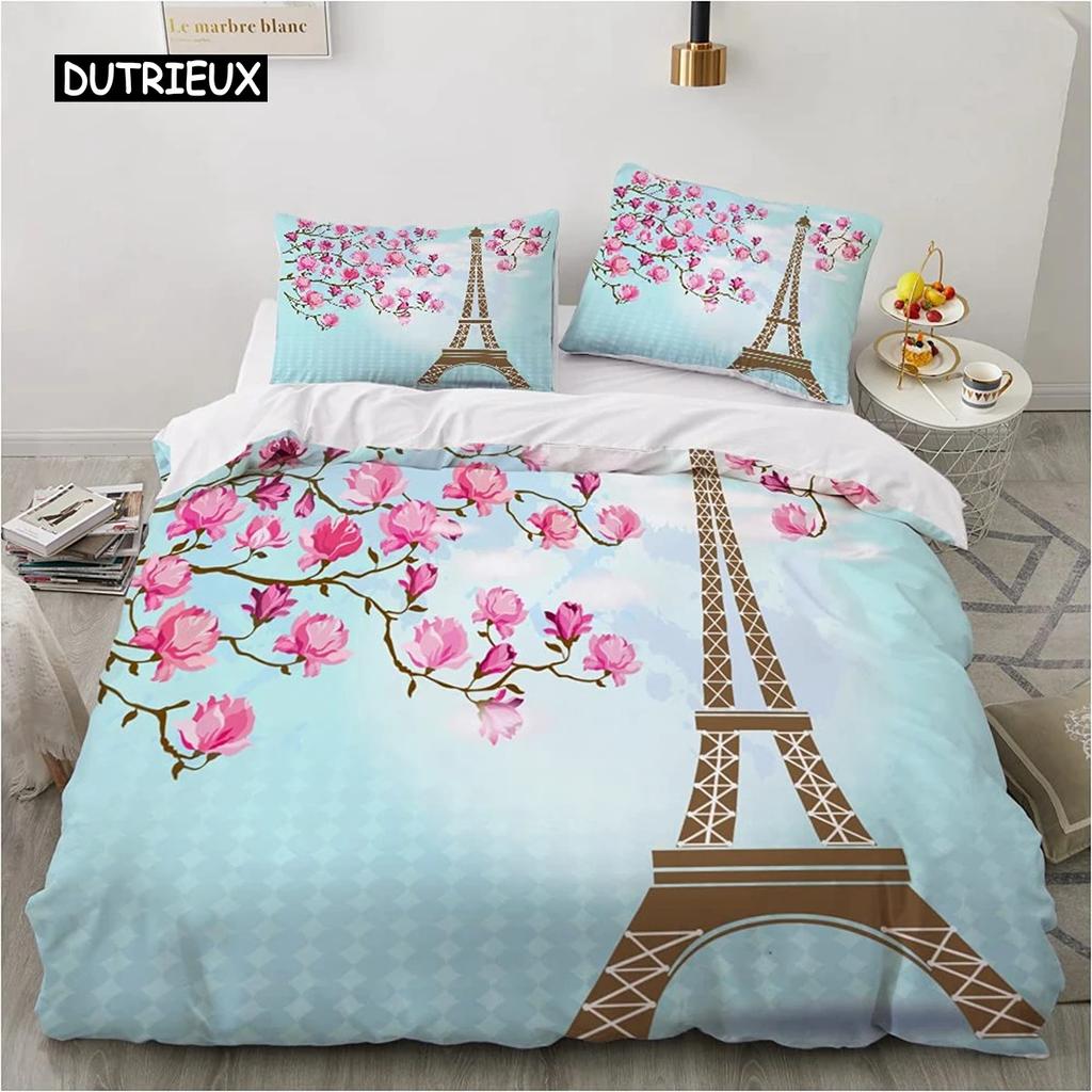 Eiffel Tower Bedding Duvet Cover Set 3d Digital Printing Bed Linen Fashion Design Comforter Cover Bedding Sets Bed Set