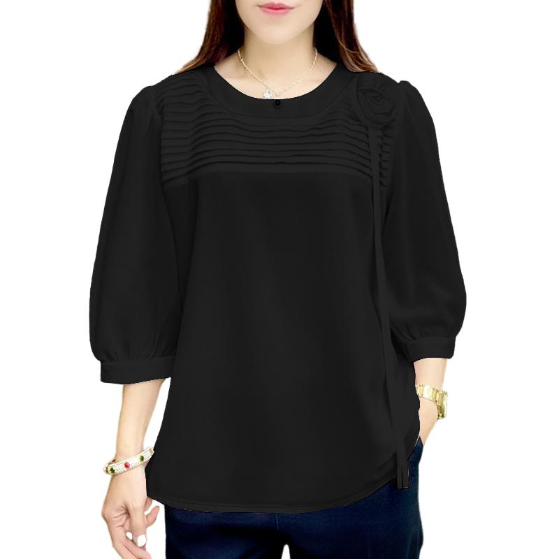 ZANZEA Женская повседневная однотонная блузка с круглым вырезом и коротким рукавом